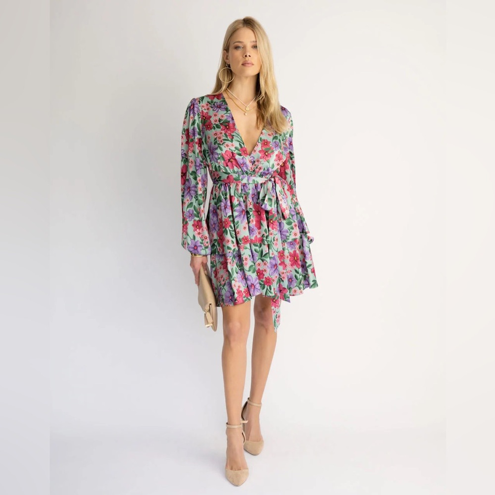 NWT Dance & Marvel Sensational Floral Tiered Mini Dress - Picture 2 of 13